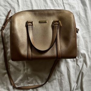 Rose Gold Kate Spade Bucket purse with longer strap attachment